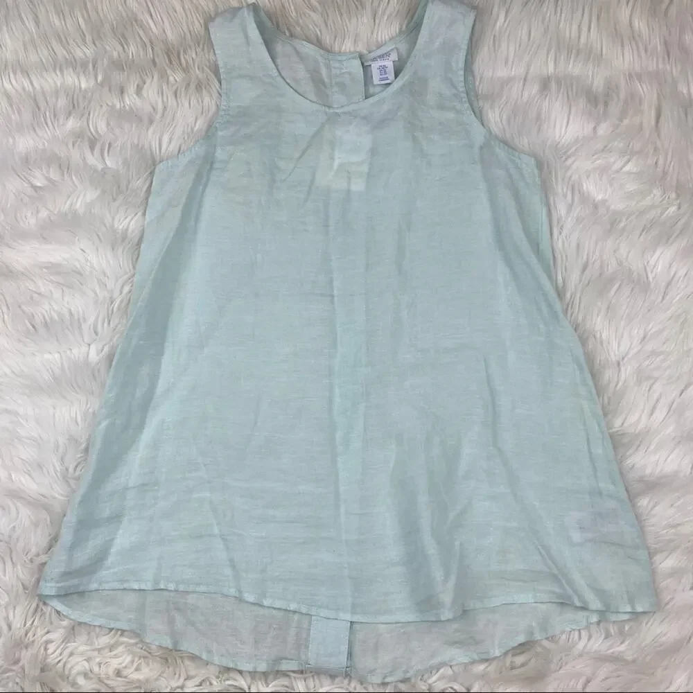 Sigrid Olsen Women's Sleeveless Tunic Blue‎ Size XS 100% Linen